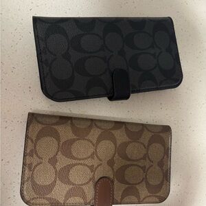 Black and Brown Logo Wallets for IPhone Plus size